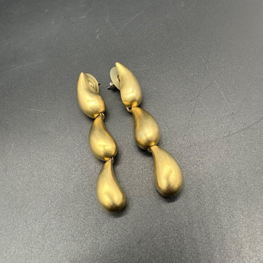Vintage Teardrop Statement Earrings 1950s Mid Century Erwin Pearl Gold Toned